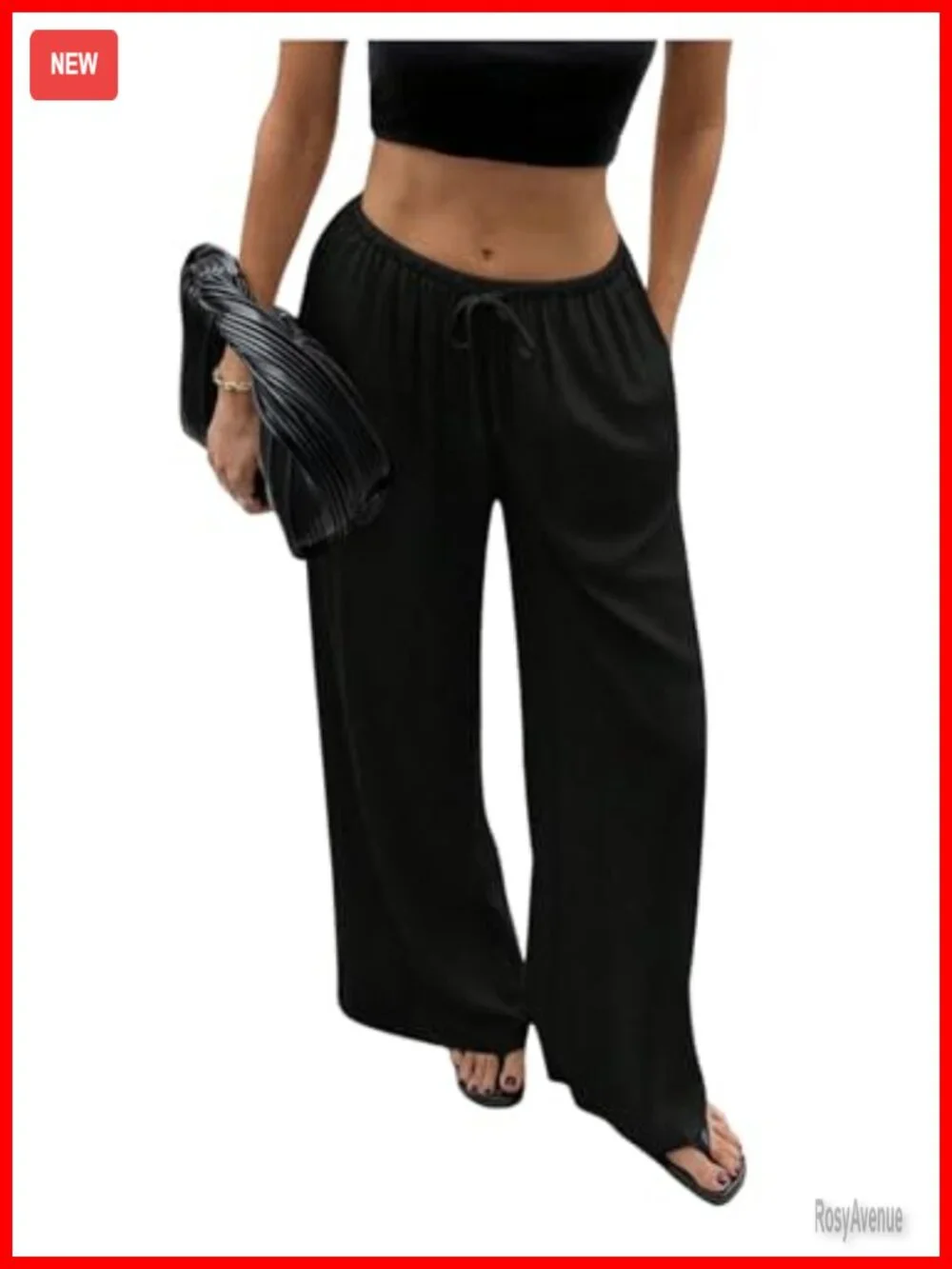 Linen Drawstring Wide Leg Palazzo Pants with Pockets